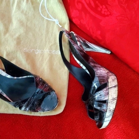 Sergio Rossi Peep Zebra Toes Heels 38 Made in Italy Dust Bag Included EUC - Picture 4 of 9
